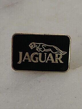 Vtg JAGUAR Black & Gold Enamel Pin